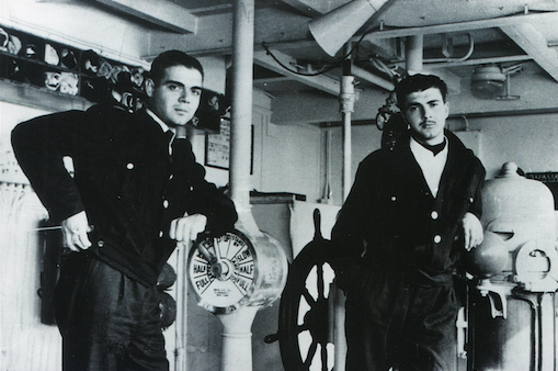 Captain John & Diamantis Pateras in command of a family vessel (1955)